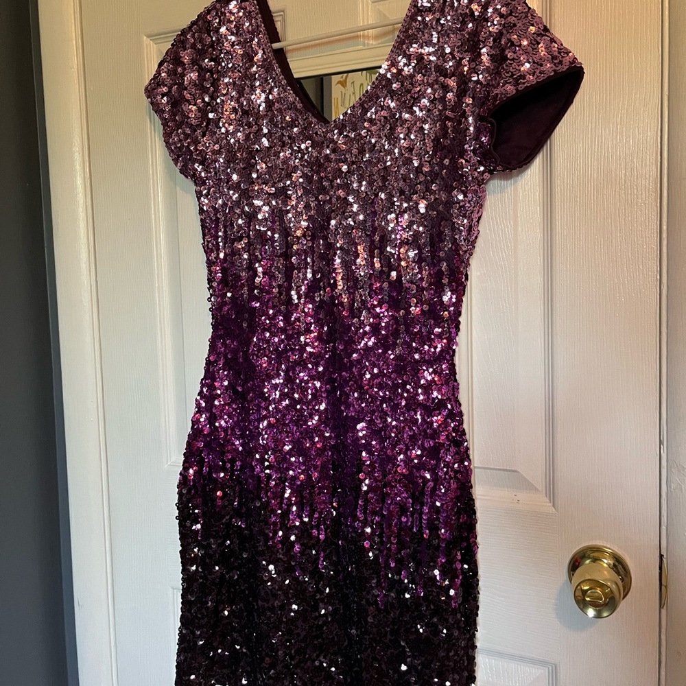 Sequin purple ombré bodycon midi dress